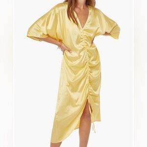 JustFab Belle Yellow long rouched center kaftan dress beauty and the beast midi